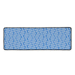 Blue And White DNA Pattern Print Long Kitchen Mat
