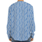 Blue And White DNA Pattern Print Long Sleeve Baseball Jersey