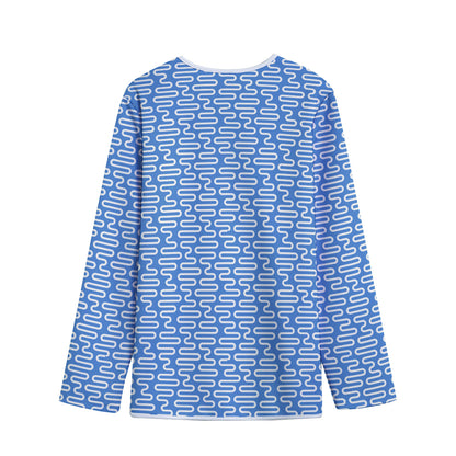 Blue And White DNA Pattern Print Long Sleeve Short Coat