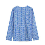 Blue And White DNA Pattern Print Long Sleeve Short Coat