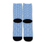 Blue And White DNA Pattern Print Long Socks