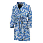 Blue And White DNA Pattern Print Men's Bathrobe
