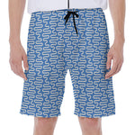 Blue And White DNA Pattern Print Men's Beach Shorts