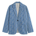 Blue And White DNA Pattern Print Men's Blazer