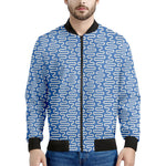 Blue And White DNA Pattern Print Men's Bomber Jacket