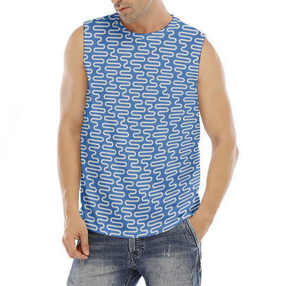Blue And White DNA Pattern Print Men's Fitness Tank Top