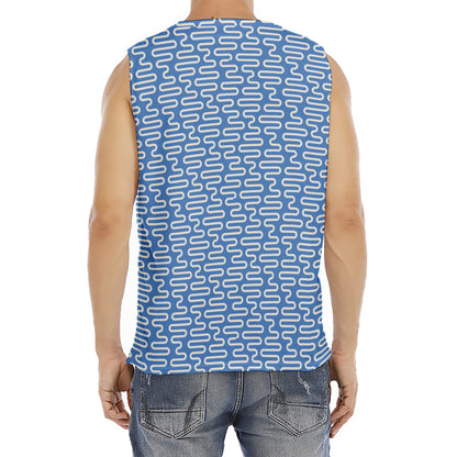 Blue And White DNA Pattern Print Men's Fitness Tank Top