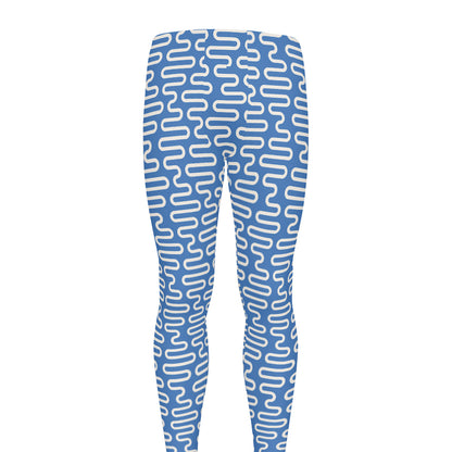 Blue And White DNA Pattern Print Men's leggings