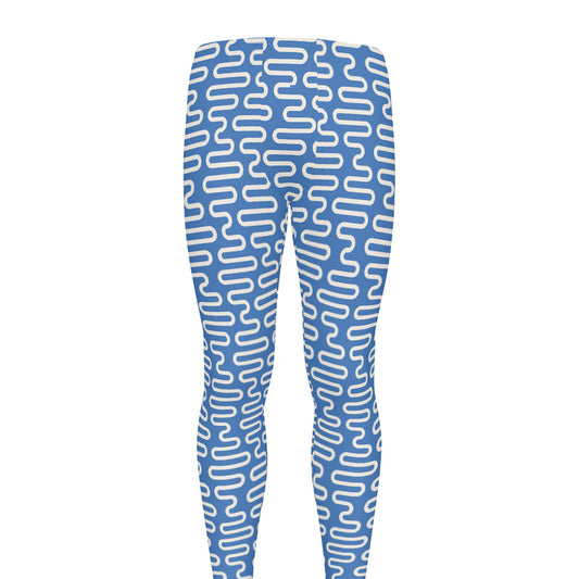 Blue And White DNA Pattern Print Men's leggings