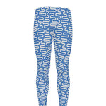 Blue And White DNA Pattern Print Men's leggings