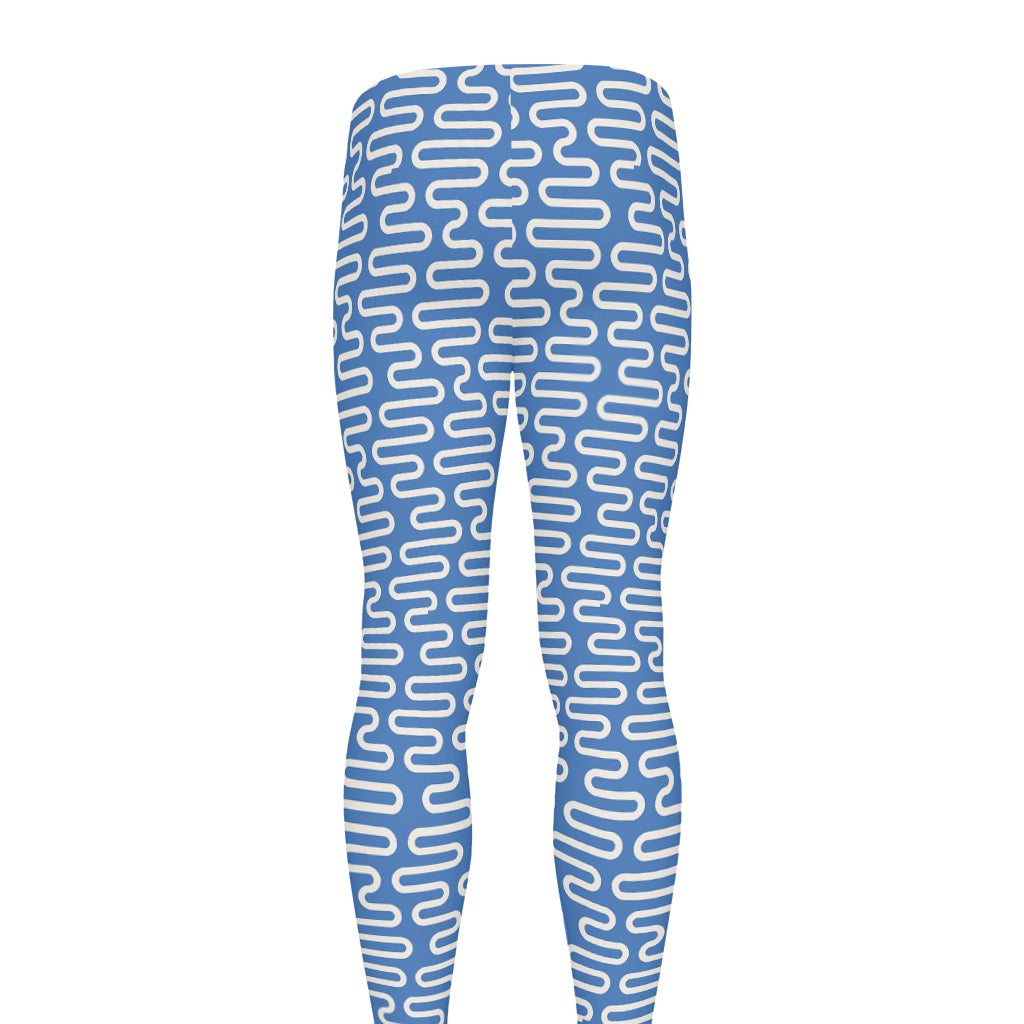 Blue And White DNA Pattern Print Men's leggings