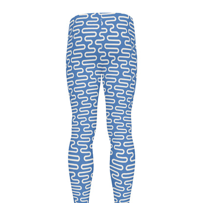 Blue And White DNA Pattern Print Men's leggings