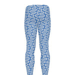 Blue And White DNA Pattern Print Men's leggings