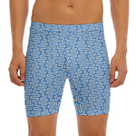 Blue And White DNA Pattern Print Men's Long Boxer Briefs