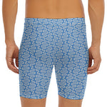 Blue And White DNA Pattern Print Men's Long Boxer Briefs