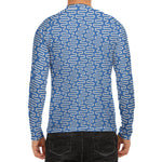 Blue And White DNA Pattern Print Men's Long Sleeve Rash Guard