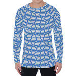 Blue And White DNA Pattern Print Men's Long Sleeve T-Shirt