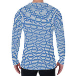 Blue And White DNA Pattern Print Men's Long Sleeve T-Shirt