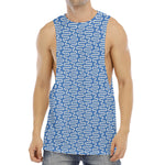 Blue And White DNA Pattern Print Men's Muscle Tank Top