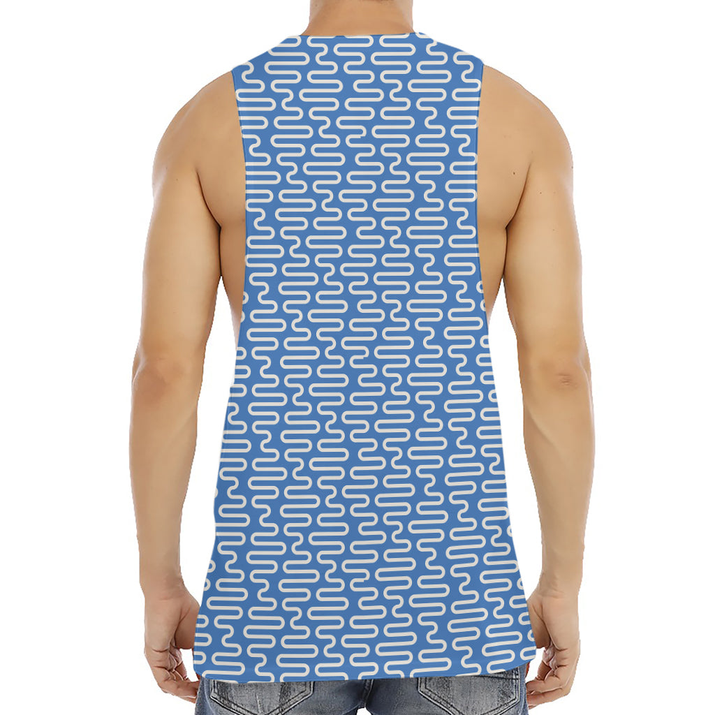 Blue And White DNA Pattern Print Men's Muscle Tank Top