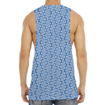 Blue And White DNA Pattern Print Men's Muscle Tank Top