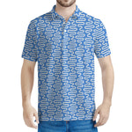 Blue And White DNA Pattern Print Men's Polo Shirt