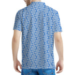Blue And White DNA Pattern Print Men's Polo Shirt