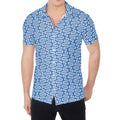 Blue And White DNA Pattern Print Men's Shirt