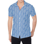 Blue And White DNA Pattern Print Men's Shirt