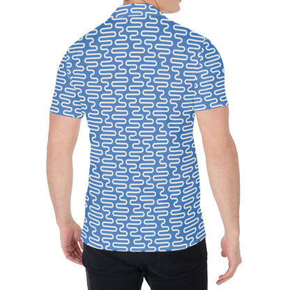 Blue And White DNA Pattern Print Men's Shirt