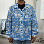 Blue And White DNA Pattern Print Men's Shirt Jacket