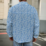 Blue And White DNA Pattern Print Men's Shirt Jacket