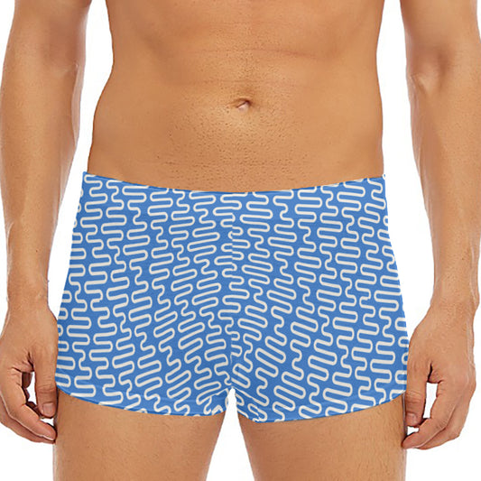 Blue And White DNA Pattern Print Men's Short Boxer Briefs