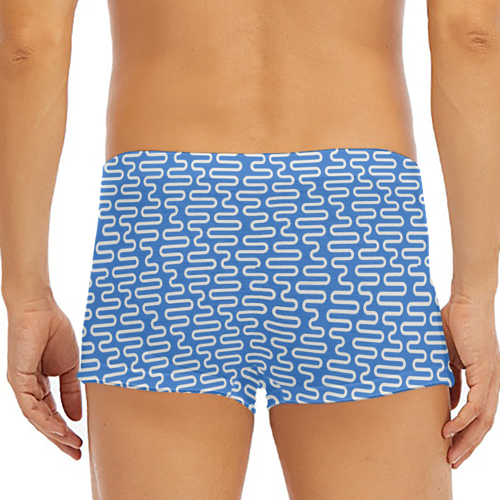 Blue And White DNA Pattern Print Men's Short Boxer Briefs