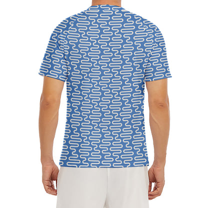 Blue And White DNA Pattern Print Men's Short Sleeve Rash Guard