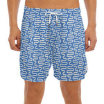 Blue And White DNA Pattern Print Men's Split Running Shorts