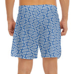 Blue And White DNA Pattern Print Men's Split Running Shorts