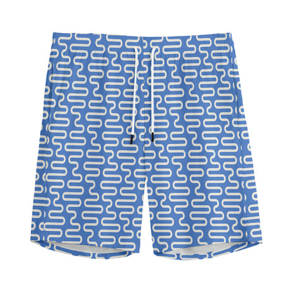 Blue And White DNA Pattern Print Men's Sports Shorts