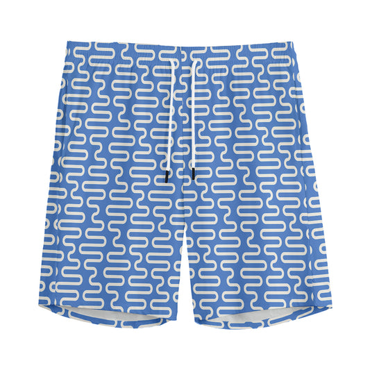 Blue And White DNA Pattern Print Men's Sports Shorts