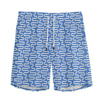 Blue And White DNA Pattern Print Men's Sports Shorts