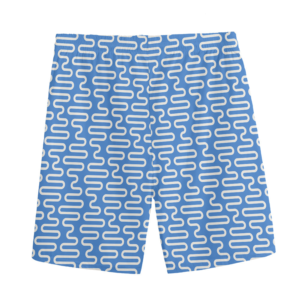 Blue And White DNA Pattern Print Men's Sports Shorts