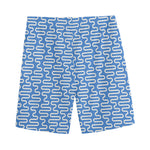 Blue And White DNA Pattern Print Men's Sports Shorts