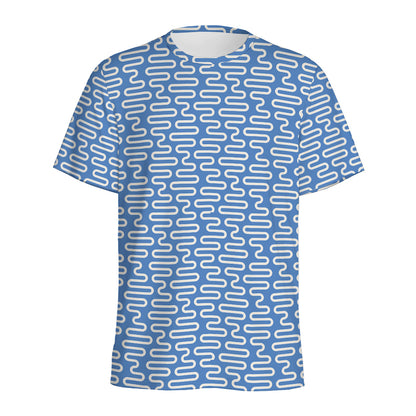 Blue And White DNA Pattern Print Men's Sports T-Shirt
