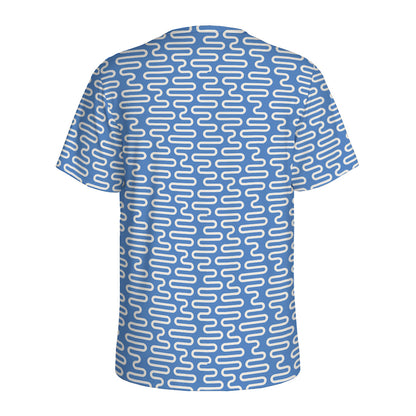 Blue And White DNA Pattern Print Men's Sports T-Shirt