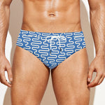 Blue And White DNA Pattern Print Men's Swim Briefs