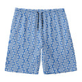 Blue And White DNA Pattern Print Men's Swim Trunks
