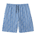 Blue And White DNA Pattern Print Men's Swim Trunks