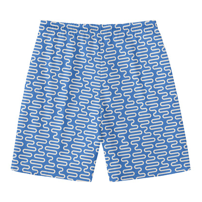 Blue And White DNA Pattern Print Men's Swim Trunks