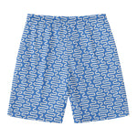 Blue And White DNA Pattern Print Men's Swim Trunks