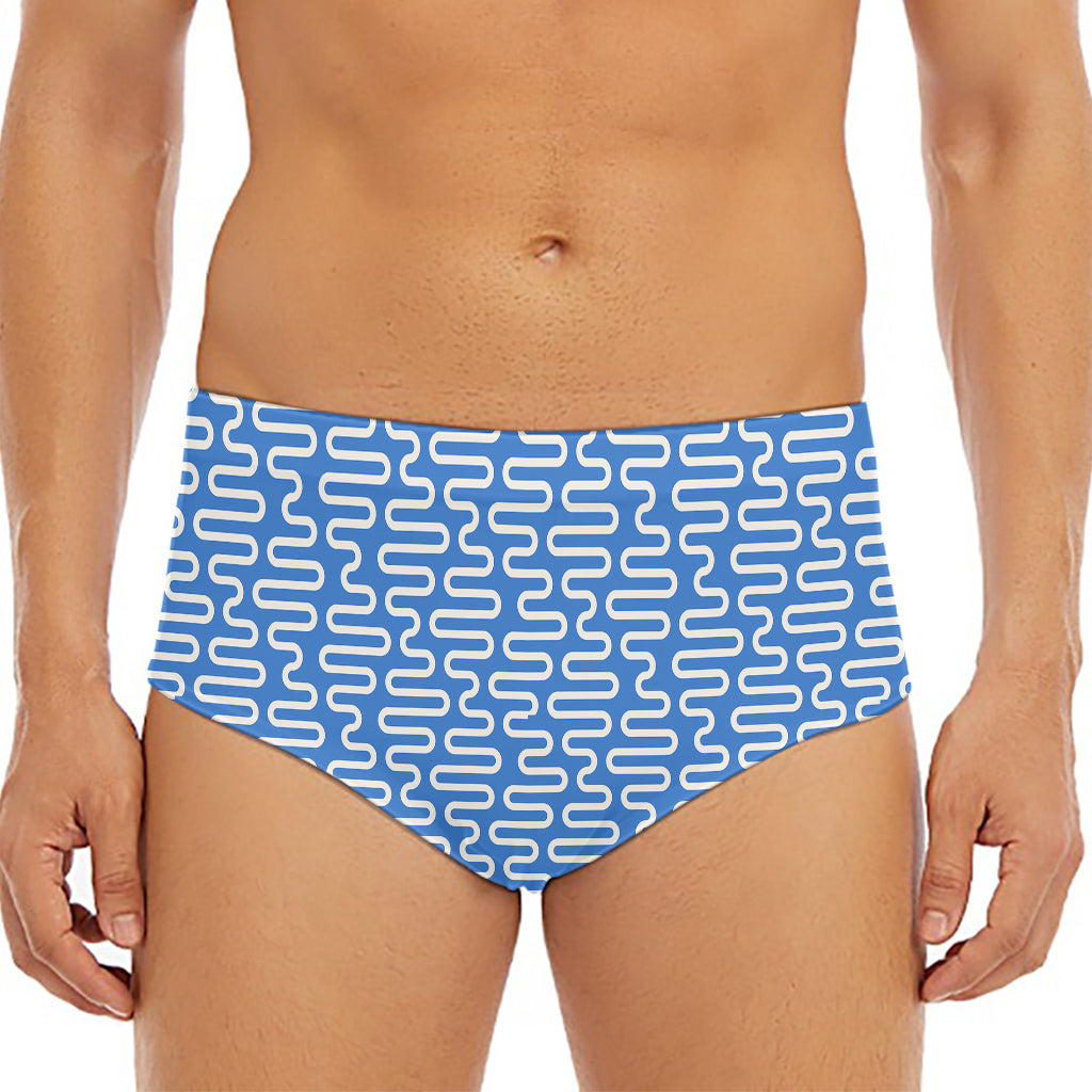 Blue And White DNA Pattern Print Men's Triangle Swim Briefs